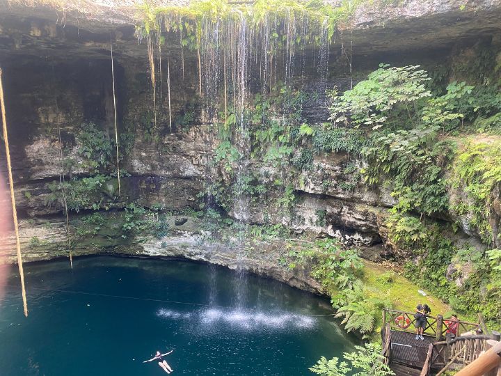 digital nomad exploring Cenote in Mexico